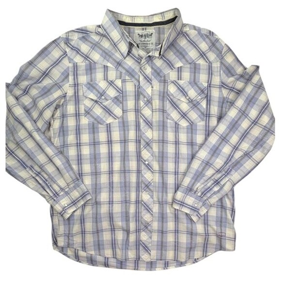 Levi Strauss Western Pearl Snap Plaid Shirt Cowboy Ranch Rodeo Yellowstone XXL - Picture 2 of 16